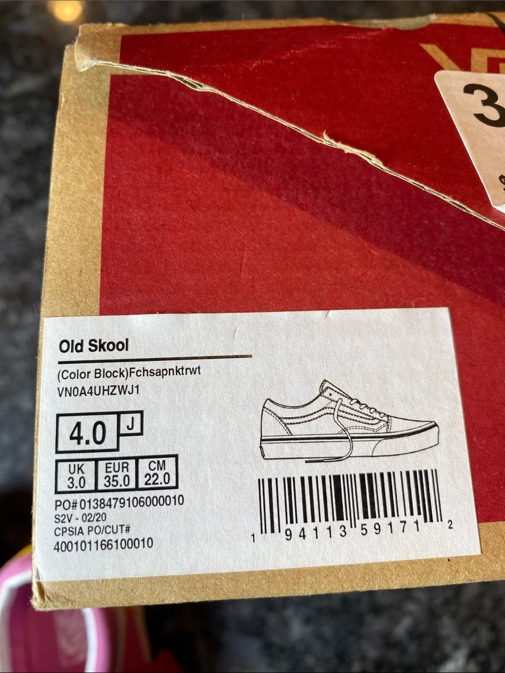 Vans Kids Old Skool Sneakers - Pink/Light Blue/Yellow Kids Size 4